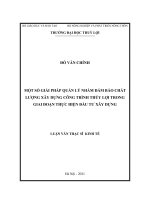 MỘT SỐ GIẢI PHÁP QUẢN LÝ NHẰM ĐẢM BẢO CHẤT LƯỢNG CÔNG TRÌNH THỦY LỢI TRONG GIAI ĐOẠN THỰC HIỆN ĐẦU TƯ XÂY DỰNG