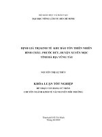ĐỊNH GIÁ TRỊ KINH TẾ KHU BẢO TỒN THIÊN NHIÊN BÌNH CHÂU PHƯỚC BỬU, HUYỆN XUYÊN MỘC TỈNH BÀ RỊA VŨNG TÀU