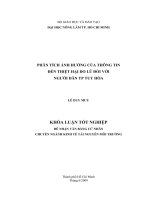 PHÂN TÍCH ẢNH HƯỞNG CỦA THÔNG TIN ĐẾN THIỆT HẠI DO LŨ ĐỐI VỚI NGƯỜI DÂN TP TUY HÒA