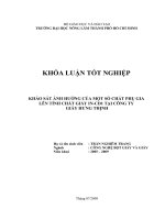 KHẢO SÁT ẢNH HƯỞNG CỦA MỘT SỐ CHẤT PHỤ GIA LÊN TÍNH CHẤT GIẤY INCD1 TẠI CÔNG TY GIẤY HƯNG THỊNH
