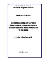Ảnh hưởng của thương hiệu địa phương đến quyết định lựa chọn địa điểm đầu tư của nhà đầu tư trong nước