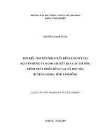 TÌM HIỂU NGUYÊN NHÂN DẪN ĐẾN GIẢM SÚT TÀI NGUYÊN RỪNG VÀ ĐÁNH GIÁ KẾT QUẢ CÁC CHƯƠNG TRÌNH PHÁT TRIỂN RỪNG TẠI XÃ PHÚ SƠN, HUYỆN LÂM HÀ, TỈNH LÂM ĐỒNG