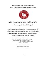 THỰC TRẠNG NHẬP KHẨU VÀ DOANH THU TỪ DÒNG XE Ô TÔ NHẬP KHẨU NGUYÊN CHIẾC CỦA CÔNG TY TRÁCH NHIỆM HỮU HẠN FORD VIỆT NAM TỪ ĐẦU NĂM 2018 ĐẾN NAY