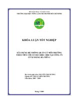 XÂY DỰNG HỆ THỐNG QUẢN LÝ MÔI TRƯỜNG THEO TIÊU CHUẨN ISO 14001: 2004 TẠI CÔNG TY CP XI MĂNG HÀ TIÊN 1