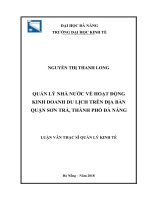 Quản lý nhà nước về hoạt động kinh doanh du lịch trên địa bàn quận sơn trà, thành phố đà nẵng