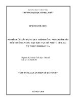 Nghiên cứu xây dựng quy trình công nghệ giám sát môi trường nước mặt khu vực hà nội từ dữ liệu ảnh vệ tinh VNREDSat 1a tt 