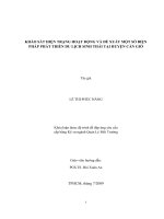 KHẢO SÁT HIỆN TRẠNG HOẠT ĐỘNG VÀ ĐỀ XUẤT MỘT SỐ BIỆN PHÁP PHÁT TRIỂN DU LỊCH SINH THÁI TẠI HUYỆN CẦN GIỜ