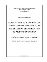 Nghiên cứu khả năng hấp thụ thuốc omeprazole của màng cellulose vi khuẩn lên men từ môi trường chuẩn