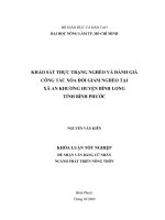 KHẢO SÁT THỰC TRẠNG NGHÈO VÀ ĐÁNH GIÁ CÔNG TÁC XÓA ĐÓI GIẢM NGHÈO TẠI XÃ AN KHƯƠNG HUYỆN BÌNH LONG TỈNH BÌNH PHƯỚC