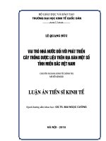 Vai trò nhà nước đối với phát triển cây trồng dược liệu trên địa bàn một số tỉnh miền Bắc Việt Nam