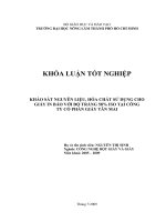KHẢO SÁT NGUYÊN LIỆU, HÓA CHẤT SỬ DỤNG CHO GIẤY IN BÁO VỚI ĐỘ TRẮNG 58% ISO TẠI CÔNG TY CỔ PHẦN GIẤY TÂN MAI