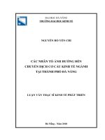 Các nhân tố ảnh hưởng đến chuyển dịch cơ cấu kinh tế ngành tại thành phố đà nẵng