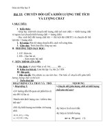 Giáo án Hóa học 8 bài 19: Chuyển đổi giữa khối lượng, thể tích và lượng chất