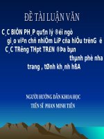 LUẬN văn THẠC sỹ các BIỆN PHÁP QUẢN lý đội NGŨ                       GIÁO VIÊN CHỦ NHIỆM lớp của HIỆU TRƯỞNG  ở các TRƯỜNG THPT TRÊN địa bàn                                                                  THÀNH PHỐ NHA