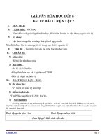 Giáo án Hóa học 8 bài 11: Bài luyện tập 2