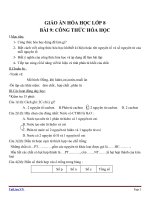 Giáo án Hóa học 8 bài 9: Công thức hóa học