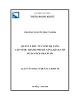 Quản lý đầu tư cơ sở hạ tầng cấp nước thành phố đà nẵng bằng vốn ngân sách nhà nước