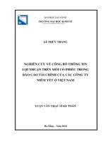 Nghiên cứu về công bố thông tin lợi nhuận trên mỗi cổ phiếu trong báo cáo tài chính của các công ty niêm yết ở việt nam