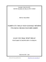 Nghiên cứu thuật toán giảm bậc mô hình ứng dụng cho bài toán điều khiển (Luận văn thạc sĩ)