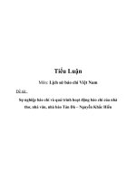 Tiểu luận lịch sử báo chí việt nam - nhà báo Tản Đà – Nguyễn Khắc Hiếu