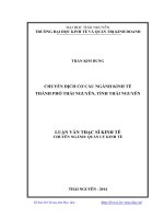 Chuyển dịch cơ cấu ngành kinh tế thành phố Thái Nguyên, tỉnh Thái Nguyên (Luận văn thạc sĩ)