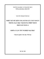 Thiết kế đề kiểm tra đánh giá chẩn đoán trong dạy học nội dung phép nhân phân số toán 4