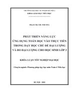 Phát triển năng lực ứng dụng toán học vào thực tiễn trong dạy học chủ đề đại lượng và đo đại lượng cho học sinh lớp 3