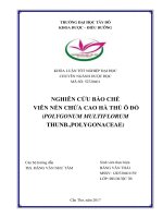 NGHIÊN CỨU BÀO CHẾ VIÊN NÉN CHỨA CAO HÀ THỦ Ô ĐỎ