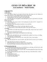 Giáo án Hóa học 10 bài 33: Axit sunfuric và Muối Sunfat