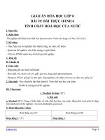 Giáo án Hóa học 8 bài 39: Bài thực hành 6 Tính chất hóa học của nước