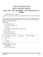 Giáo án Hóa học 8 bài 35: Bài thực hành 5 Điều chế  Thu khí hiđro. Thử tính chất của khí hiđro