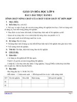 Giáo án Hóa học 8 bài 3: Bài thực hành 1 Tính chất nóng chảy của chất. Tách chất từ hỗn hợp