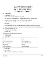 Giáo án Hóa học 8 bài 7: Bài thực hành 2 Sự lan tỏa của chất