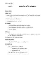 Giáo án Hóa học 8 bài 1: Mở đầu môn Hóa học