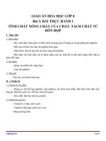 Giáo án Hóa học 8 bài 3: Bài thực hành 1 Tính chất nóng chảy của chất. Tách chất từ hỗn hợp