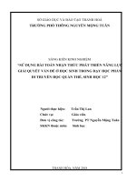 SKKN sử DỤNG bài TOÁN NHẬN THỨC PHÁT TRIỂN NĂNG lực GIẢI QUYẾT vấn đề ở học SINH TRONG dạy học PHẦN DI TRUYỀN học QUẦN THỂ, SINH học 12 