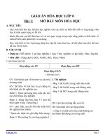 Giáo án Hóa học 8 bài 1: Mở đầu môn Hóa học