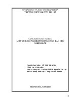 skkn một số kinh nghiệm trong công tác chủ nhiệm lớp 