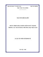 Hoàn thiện hoạt động kiểm soát nội bộ trong các ngân hàng thương mại Việt Nam.