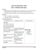 Giáo án Hóa học 8 bài 1: Mở đầu môn Hóa học