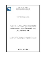 Tạo động lực làm việc cho người lao động tại tổng công ty CP dệt may hòa thọ