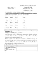 de thi khao sat chat luong dau nam mon tieng anh lop 7 nam hoc 2017 2018