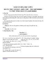Giáo án Hóa học 8 bài 35: Bài thực hành 5 Điều chế  Thu khí hiđro. Thử tính chất của khí hiđro