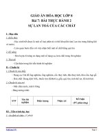 Giáo án Hóa học 8 bài 7: Bài thực hành 2 Sự lan tỏa của chất