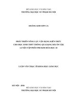 PHÁT TRIỂN NĂNG LỰC VẬN DỤNG KIẾN THỨC CHO HỌC SINH THPT THÔNG QUA DẠNG BÀI ÔN TẬP, LUYỆN TẬP PHẦN PHI KIM HÓA HỌC 10