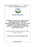 Nghiên cứu kết quả hoạt động kinh doanh của một số doanh nghiệp dược tại việt nam nghiên cứu trường hợp tại công ty TNHH một thành viên dược phẩm (tt) 