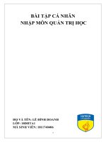 BÀI TẬP CÁ NHÂN QUẢN TRỊ HỌC