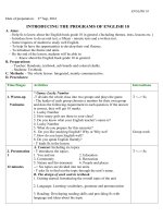 GIÁO ÁN TIẾNG ANH 10 CHƯƠNG TRINH THÍ ĐIỂM HK I