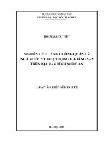Nghiên cứu tăng cường quản lý nhà nước về hoạt động khoáng sản trên địa bàn tỉnh Nghệ An (Luận án tiến sĩ)