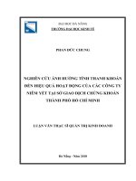 Nghiên cứu ảnh hƣởng tính thanh khoản đến hiệu quả hoạt động của các công ty phi tài chính, niêm yết tại sở giao dịch chứng khoán thành phố hồ chí minh
